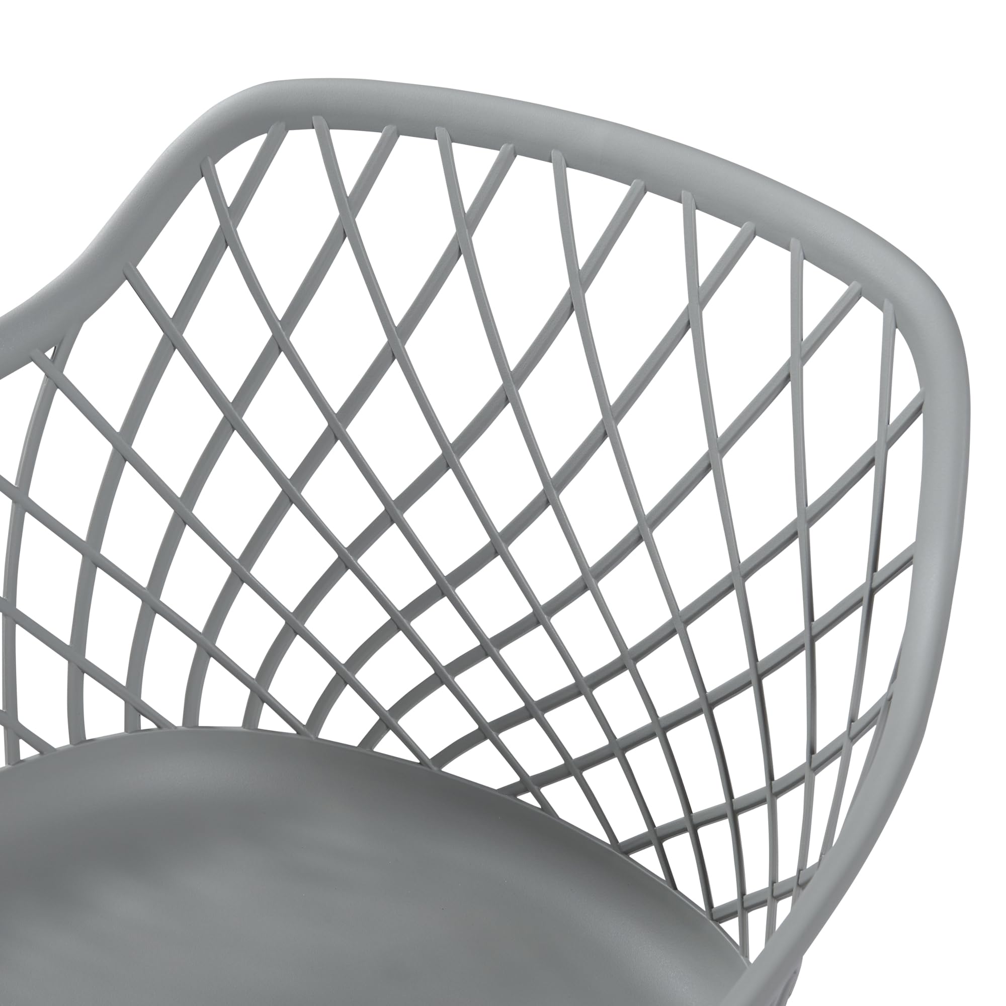 [en.casa] Set de 2 Sillas de Comedor con Respaldo Enrejado Reposabrazos máx. 130 kg Juego de 2 Sillas de Cocina Plástico y Metal 80 x 56 x 52 cm - Gris Claro