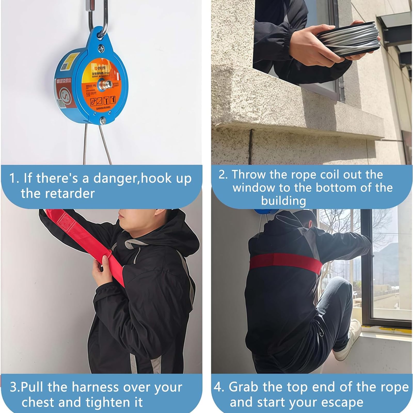 Dispositivo De Descenso para Escaleras De Incendios, Descensor Automático De Velocidad Constante, Dispositivo De Descenso Lento para Edificios De Gran Altura, para Rescate De Emergencia,