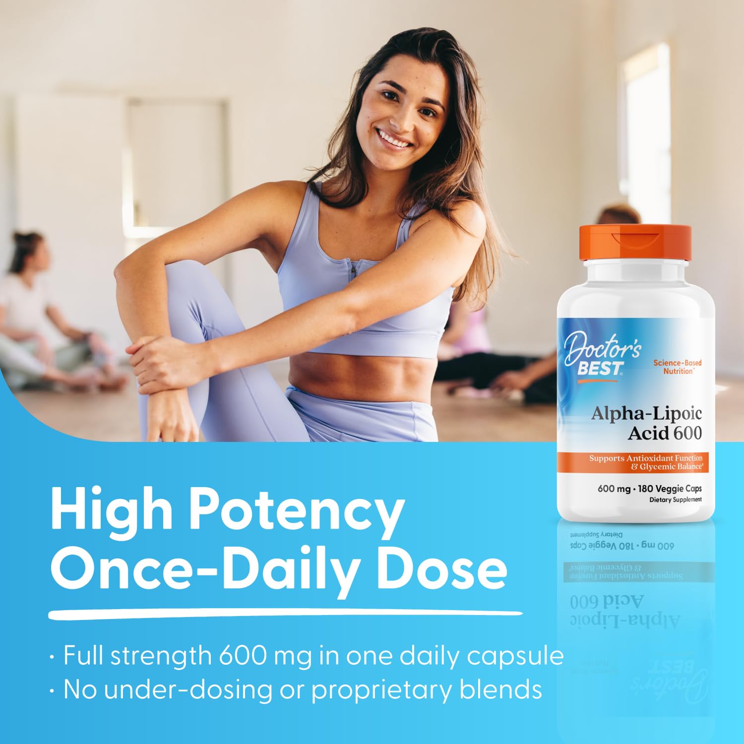 Doctor's Best, Alpha-Lipoic Acid (Acide Alpha Lipoïque), 600 mg Depot, 2-Day-Dose, 180 Capsules, Hautement Dosé, Testé en Laboratoire, Sans OGM, Sans Gluten