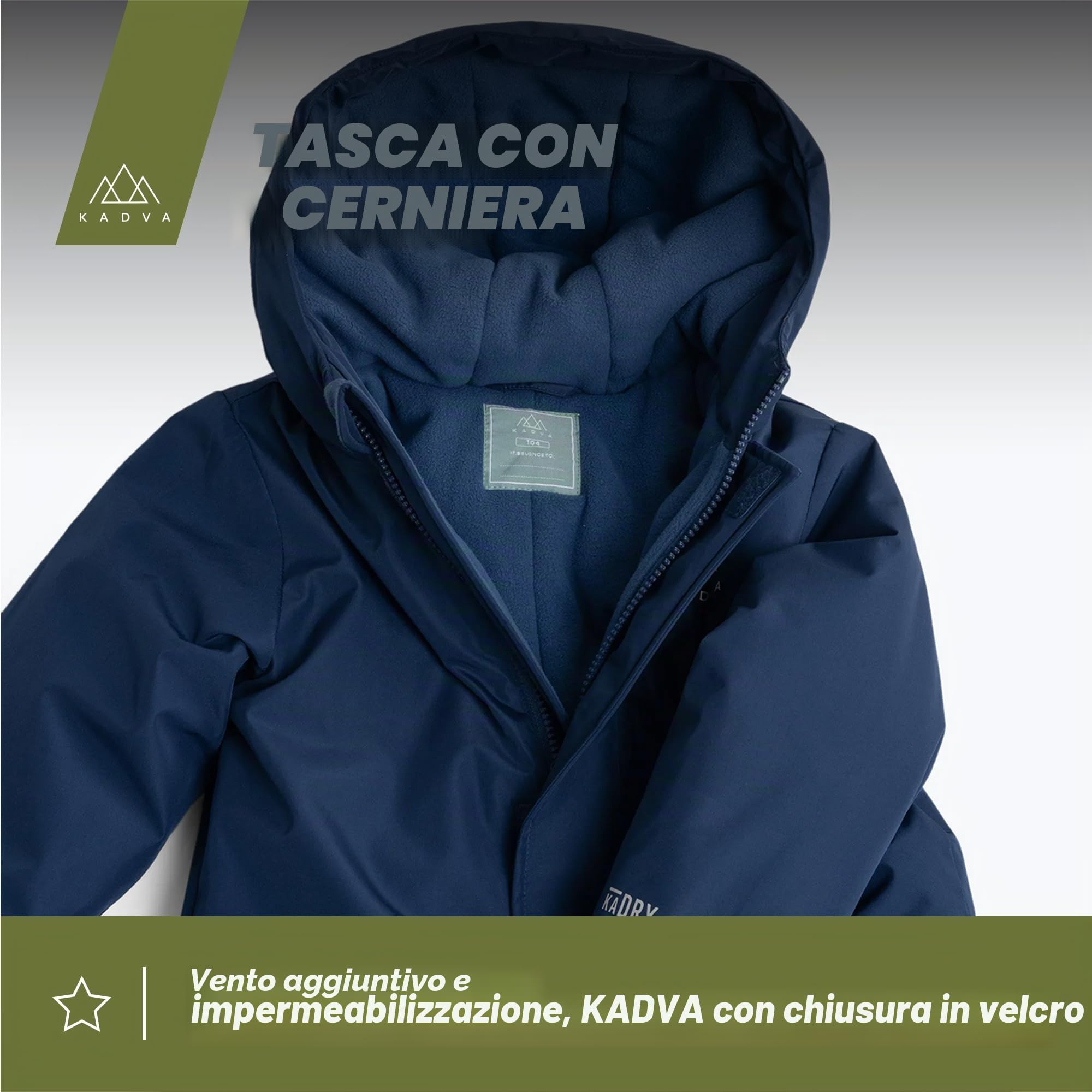 KADVA Kiko Jr - Tuta da sci per bambini, impermeabile, antivento, con catarifrangenti e cappuccio, fodera in pile