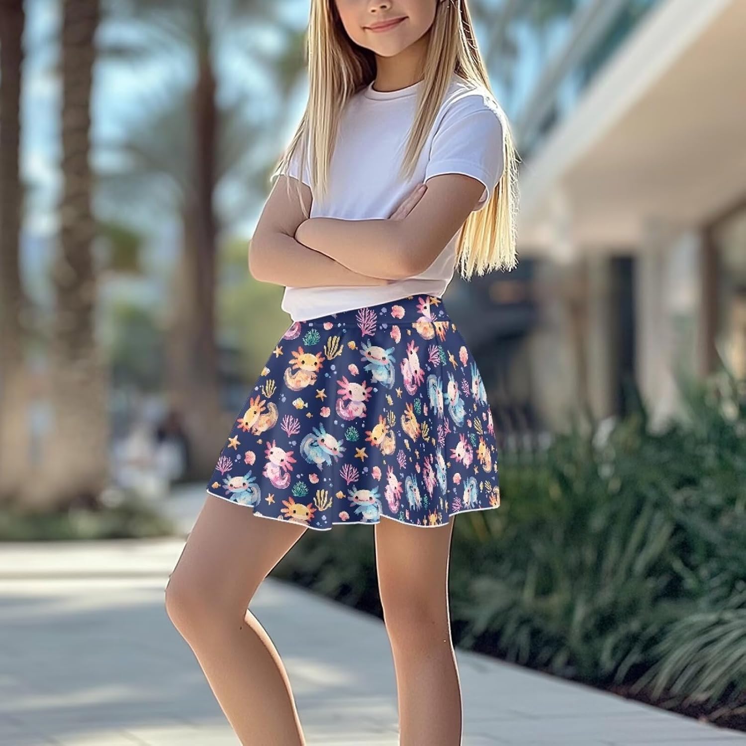 Xpyiqun Tennis Skirt for Girls 5-14 High Waist Athletic Skorts with Pockets Built-in Shorts 2 in 1