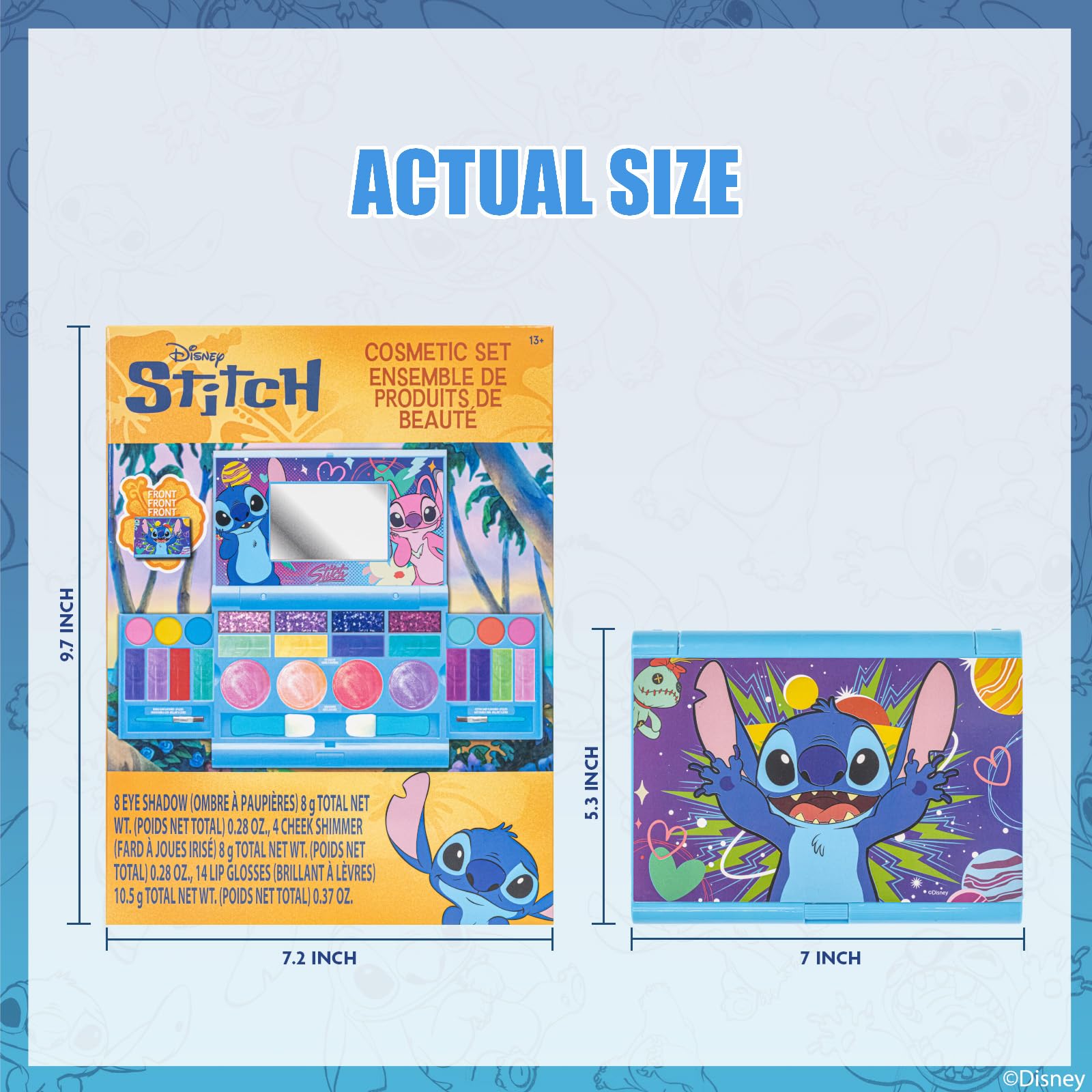 Stitch Coffret Maquillage Gloss, Ombres, Blush & Pinceaux Portable