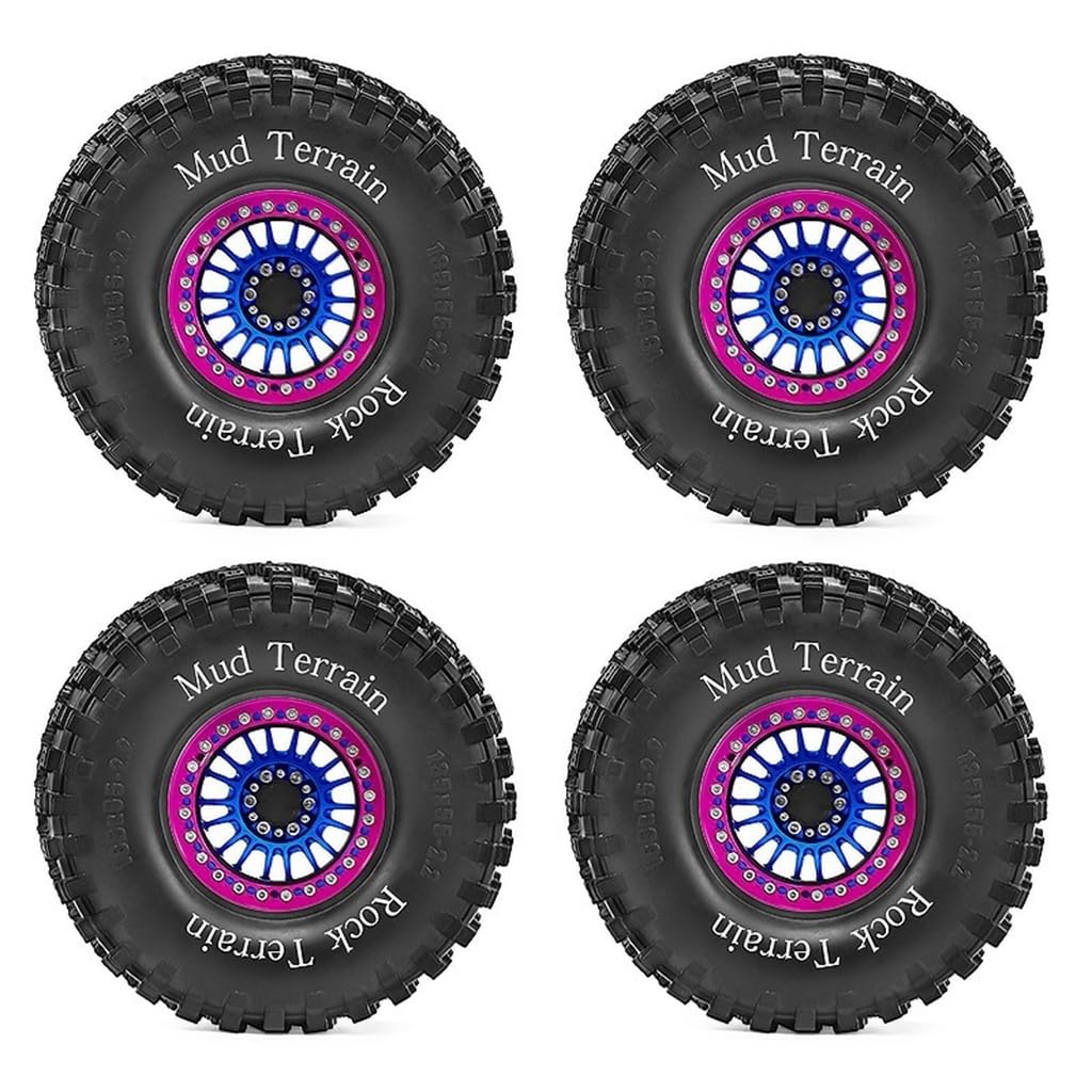 4 szt. 5.1 cm stop aluminium Beadlock koła opony 135 x 55 mm piasta sześciokątna 12 mm RC części ulepszenia do 1/8 1/10 CROSSRC Yikong AXIAL SCX10 TRAXXAS TRX4 MJX H8H Crawler RC Car (niebieski)