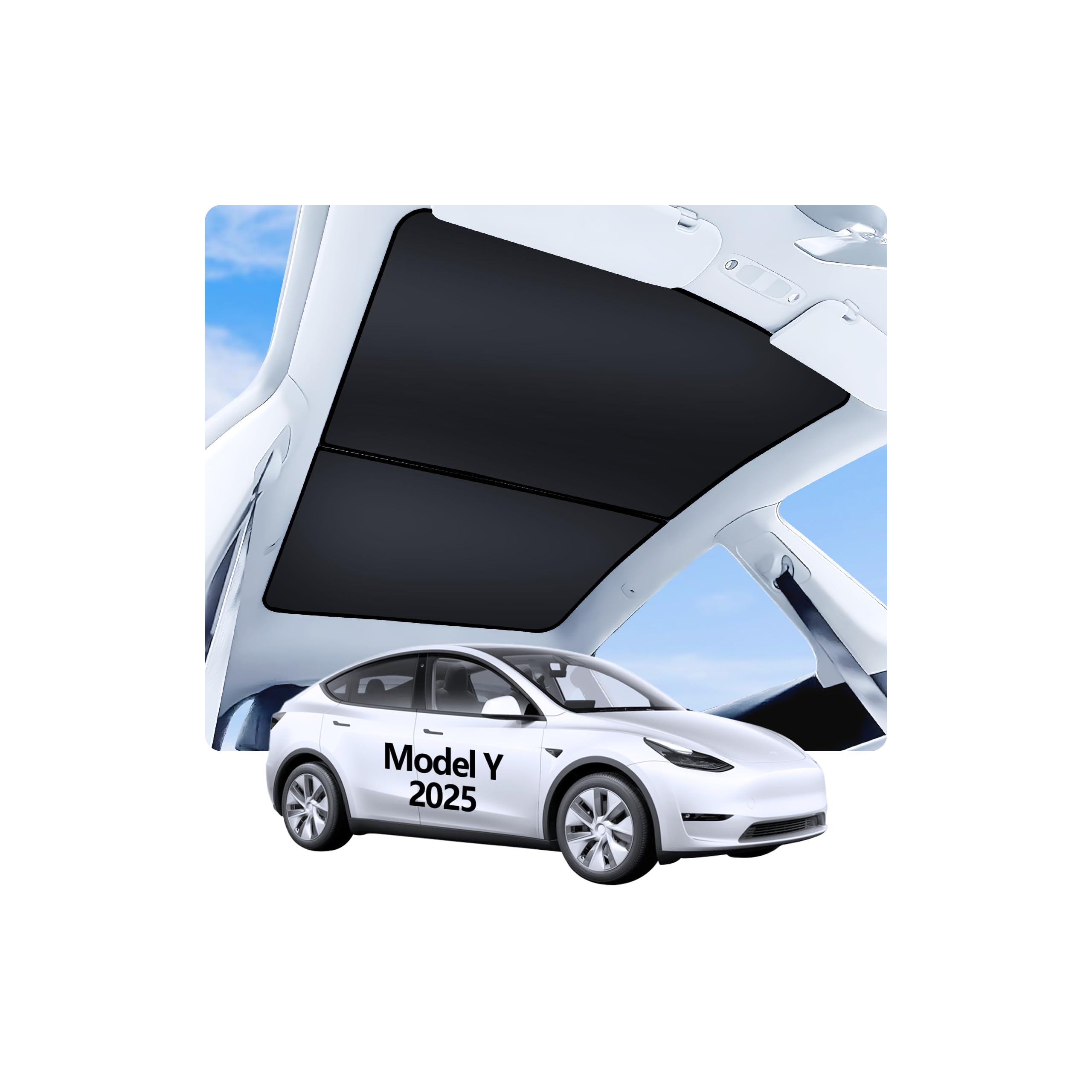 2026 Tesla Model Y Juniper Sunshade Roof 2025 Tesla Roof Sunshade No-Gap &amp; Sag-Free Glass Model Y Accessories Nano Ice-Crystal Coatings Heat Insulation Glass Sun Shade Black