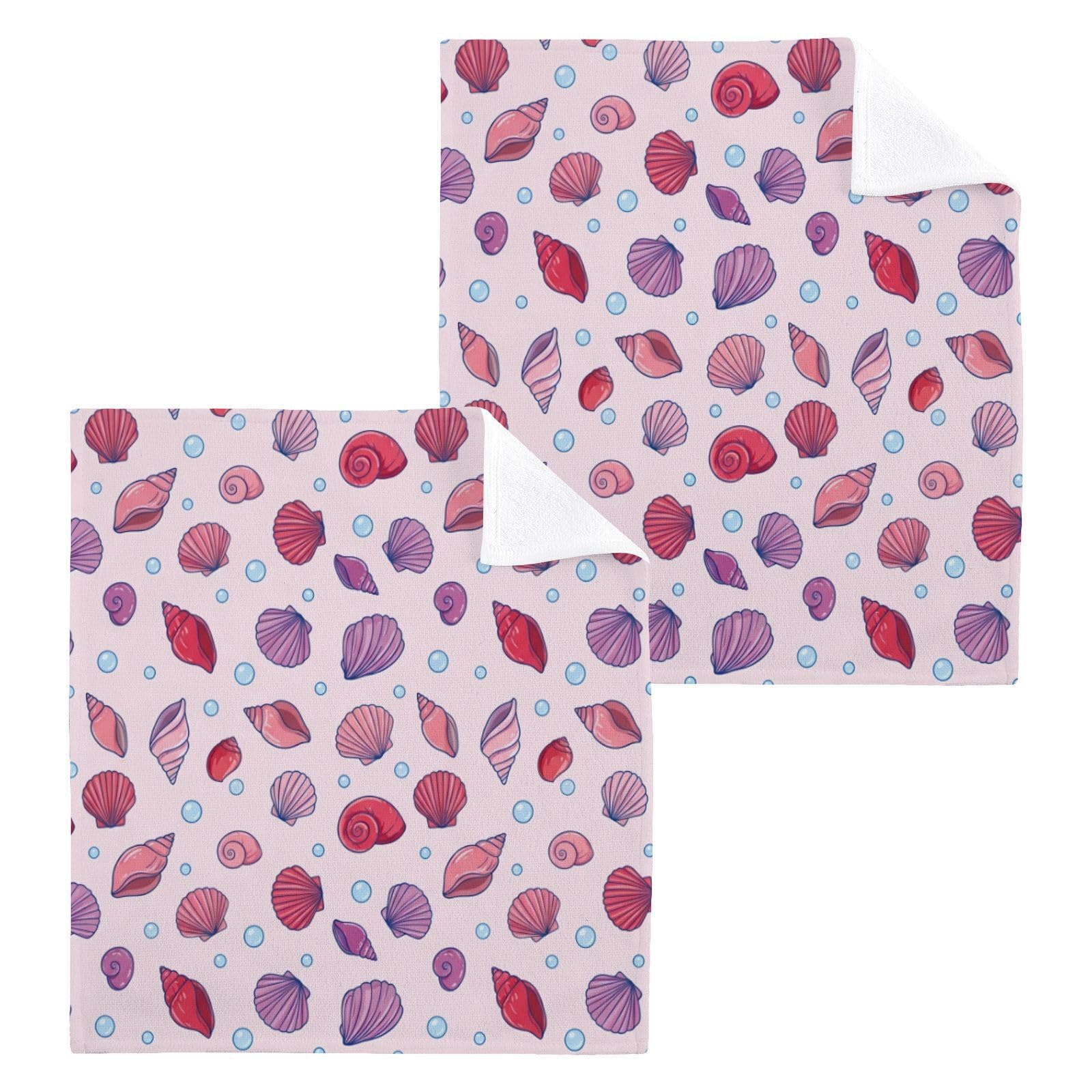 BOESI Red Seashell Bubble 12x12in Cotton Washcloth,Face Towel