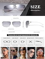 Vista 5 de kimorn Lentes de sol rectangulares para mujeres y hombres, elegantes sin marco, de moda, retro, estilo de los años 90, marco cuadrado vintage K1314