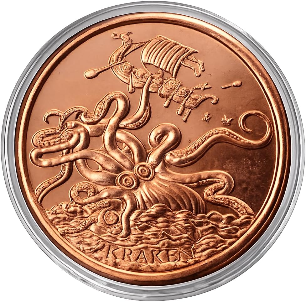 Release the Kraken 1 oz Pure .999 Copper Round Collectible Challenge Coin in Capsule - COA by Heavenly Metals