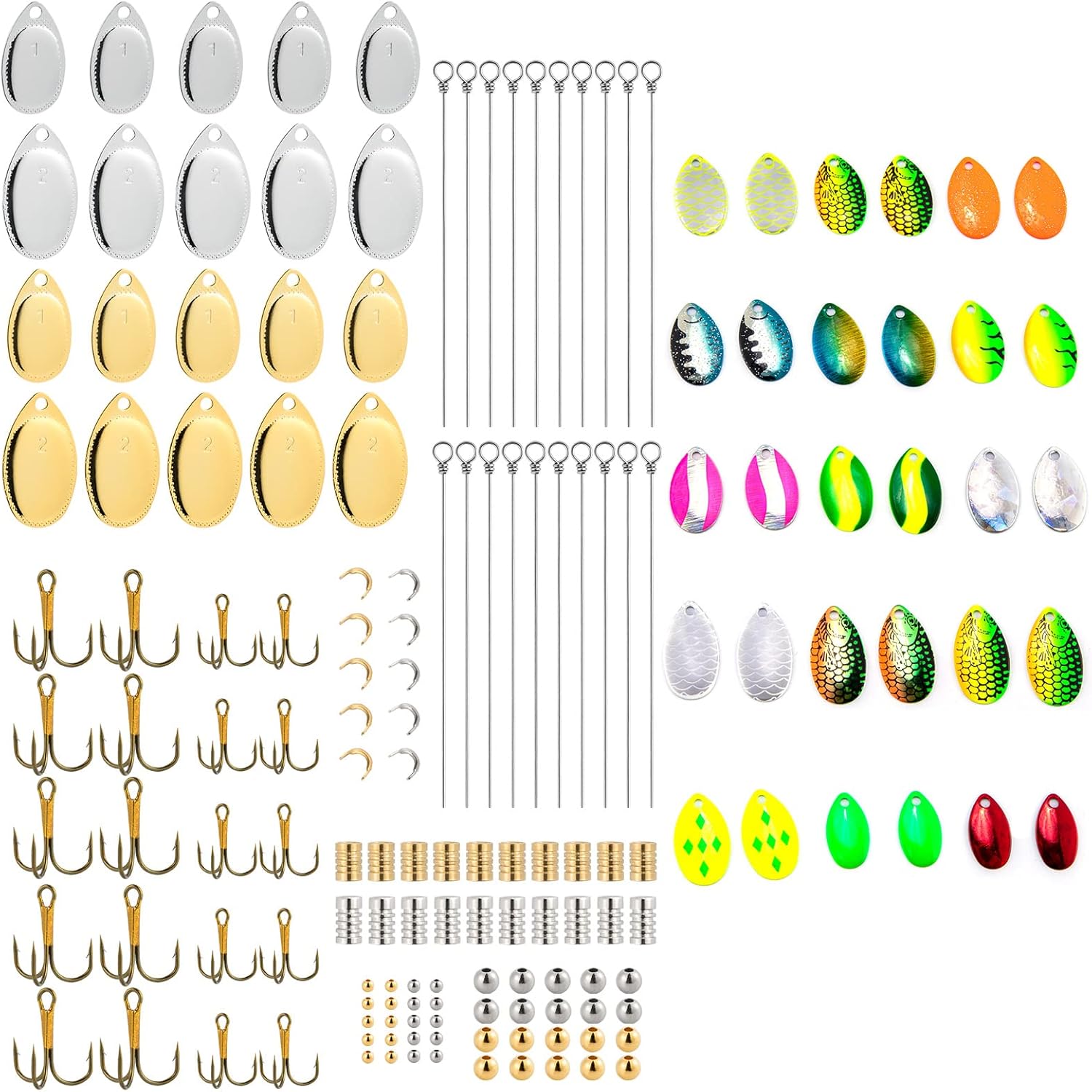 Dr.Fish 140 Pack French Blade Spinner Making Kit with 30 Pack Fishing Colorado Blades Kit Lure Making Supplies for Spinner Spinnerbaits Walleye Rig