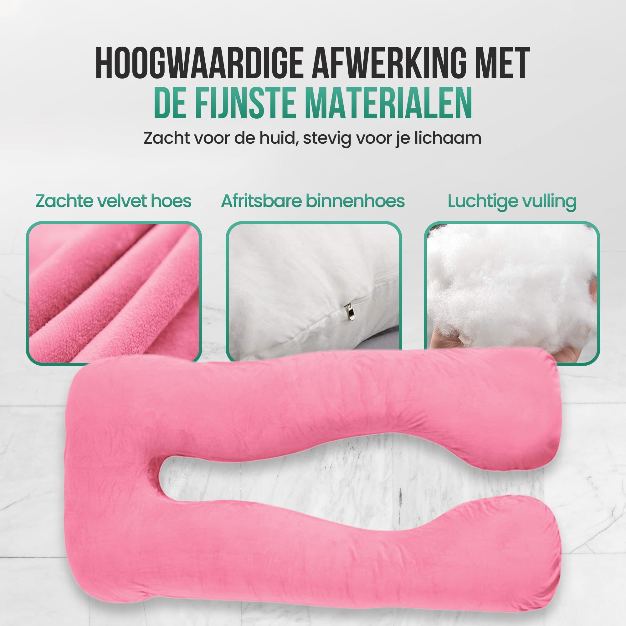 Avalo Cojín de Maternidad XXL 280 cm - Cojín Lateral en Forma de U - Cojín Ergonómico para el Cuerpo - Cojín de Nutrición y Almohada para el Cuerpo para Mujeres Embarazadas - Rosa