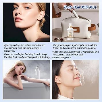 Body Hair Milk Mist, Hydrating And Moisturizing Spray, Long-Lasting Fragrance, Natural Hydrating And Moisturizing Body Mist(Coconut)