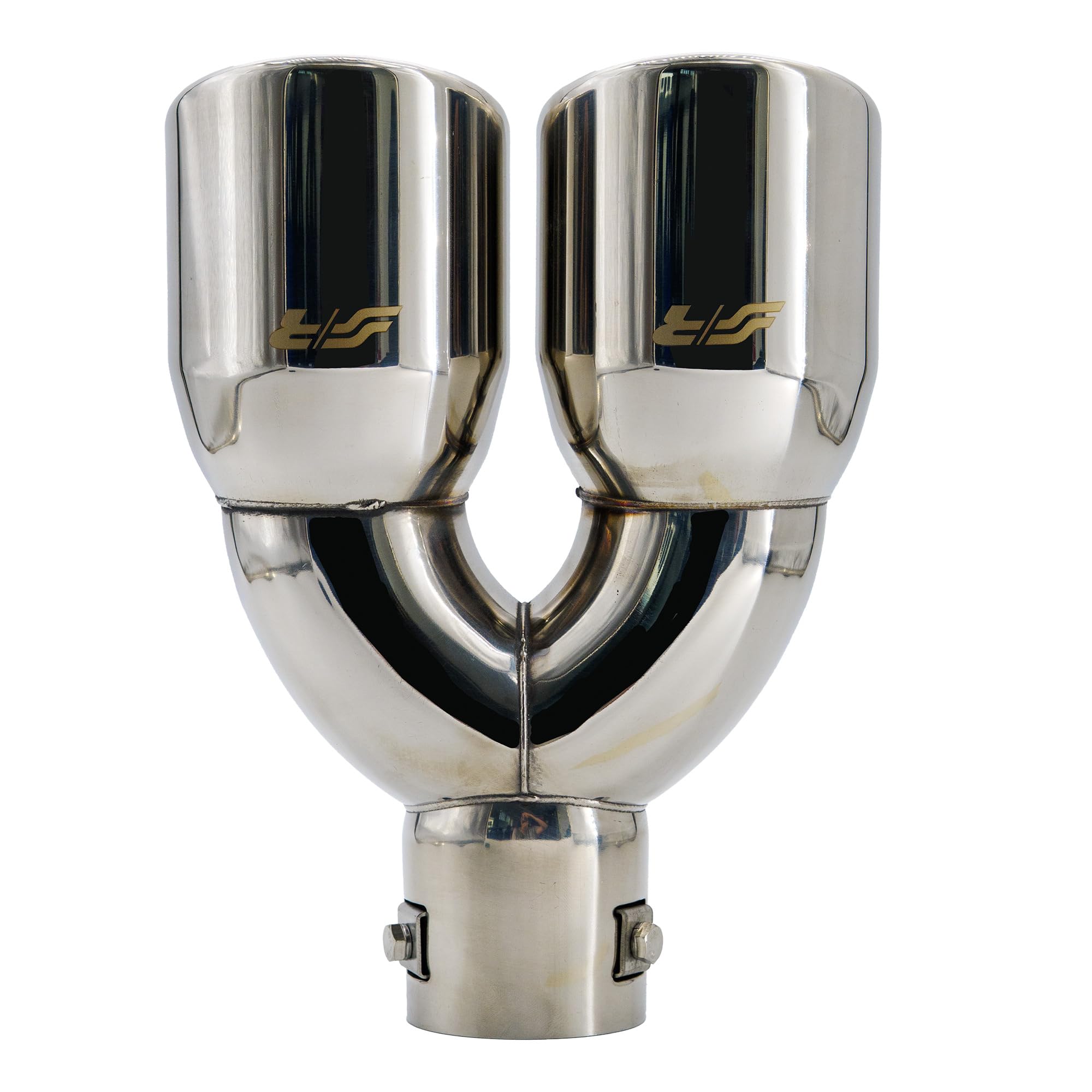 Simoni Racing Cola de Tubo de Escape Deportiva Doble Redonda Acero Inoxidable - Ø90xL242mm - Montaje ->62mm