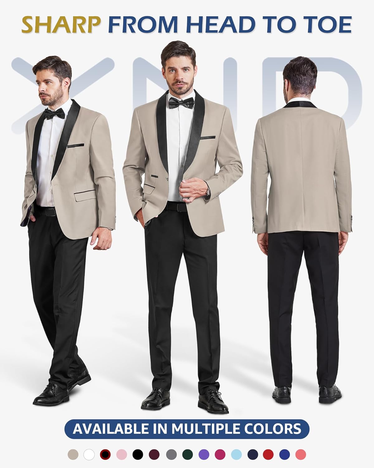 YND Men's One Button Casual Slim Fit Blazer, Shawl Lapel Lightweight Jacket Dinner Prom Party Tuxedo - Image 2