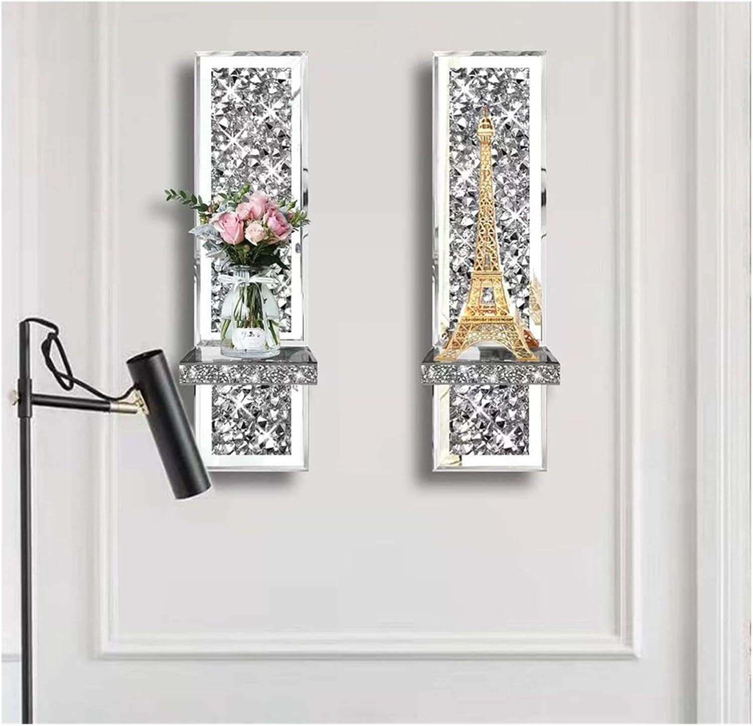 2-Pack of Mirrored Rhinestone wall-Mounted candlesticks, Creative, Cross-Border e-Commerce