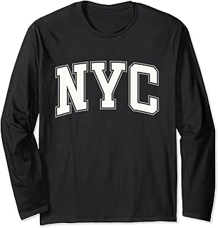 NYC Tshirt Women Men Kids Vintage Text New York City Casual Long Sleeve T-Shirt