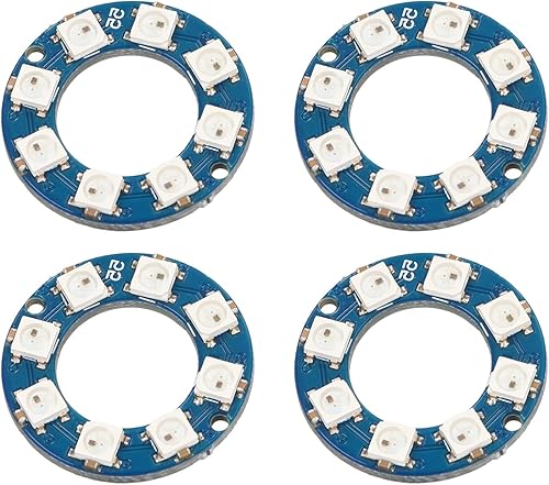 4 piezas de accesorios de módulo de luz RGB, luces LED, decoración del hogar, módulo LED de 8 canales, interfaz digital, WS2812 5050 5V LED anillo