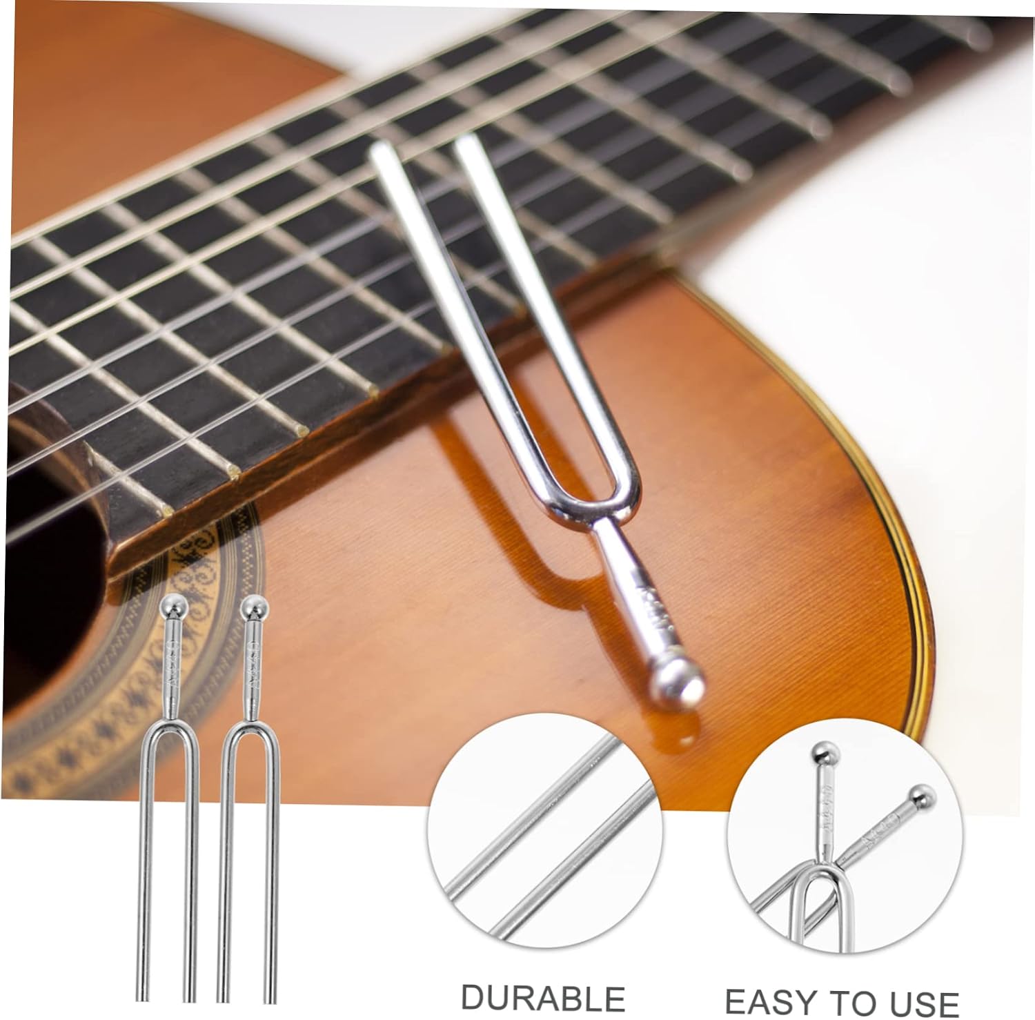 Mikinona 2Pcs Standard a Silver Tuning Forks for Guitar Professional Music Instrument Tune Forks Durable Tone for Musicians for Performance and Practice