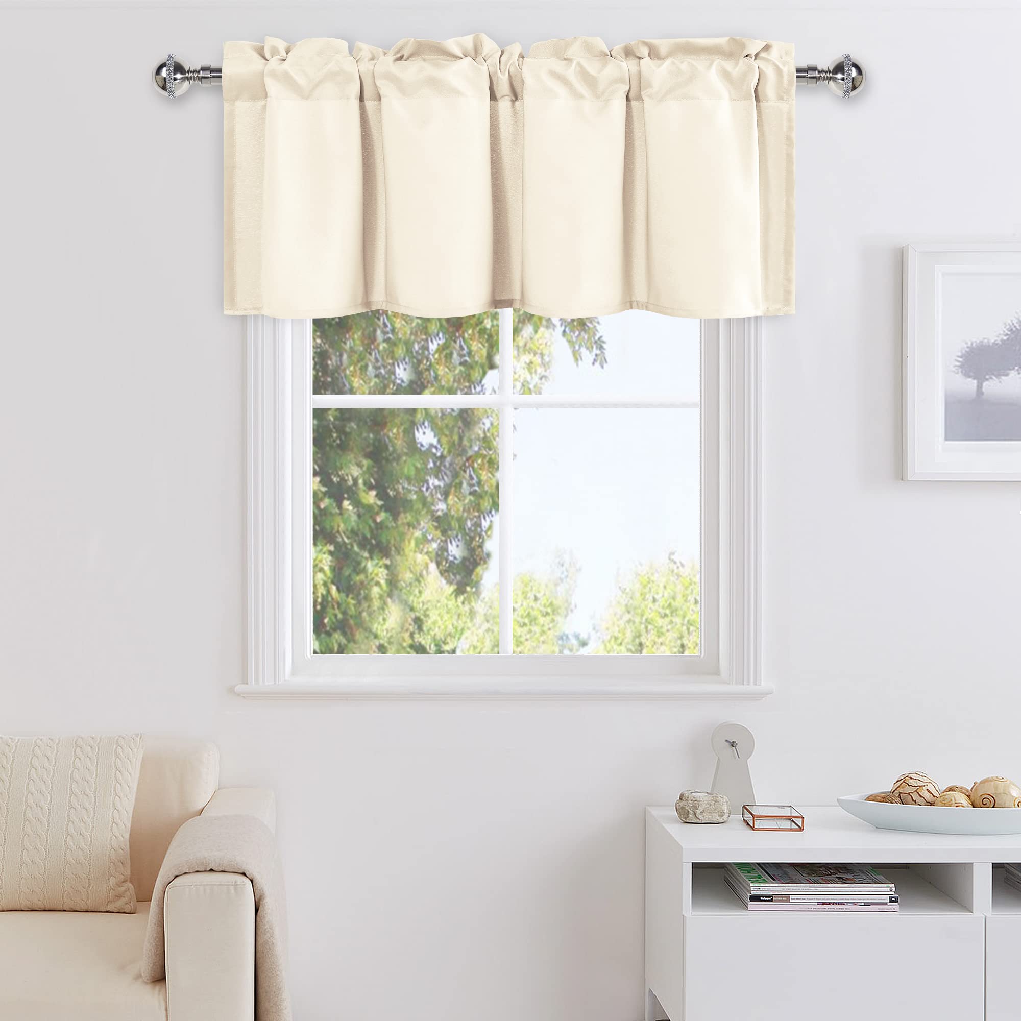 Cantonnière cuisine et salle de bain DWCN | Rideau court thermique champagne 106x45cm