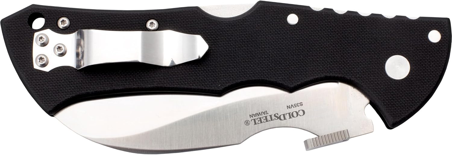 COLD STEEL Black Talon ll 4" S35VN Razor-Sharp Blade 5.5" G-10 Handle Tactical Folding Knife w/Tri-Ad Lock, Ambidextrous Pocket/Belt Clip