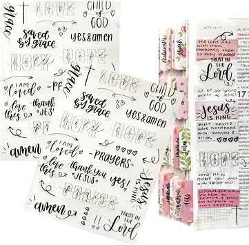 Clear Bible Journaling Stickers 312 PCS Transparent Scripture & Faith Stickers Scripture Stickers with Bible Verses for Bible Study Prayer Journal, and Planner Decor