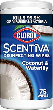 Clorox Scentiva Disinfecting Wipes, Coconut and Waterlily, Antibacterial, 75 Count