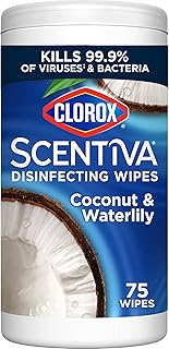 Scentiva Disinfecting Wipes, Coconut and Waterlily, 75 Count (Package May Vary)