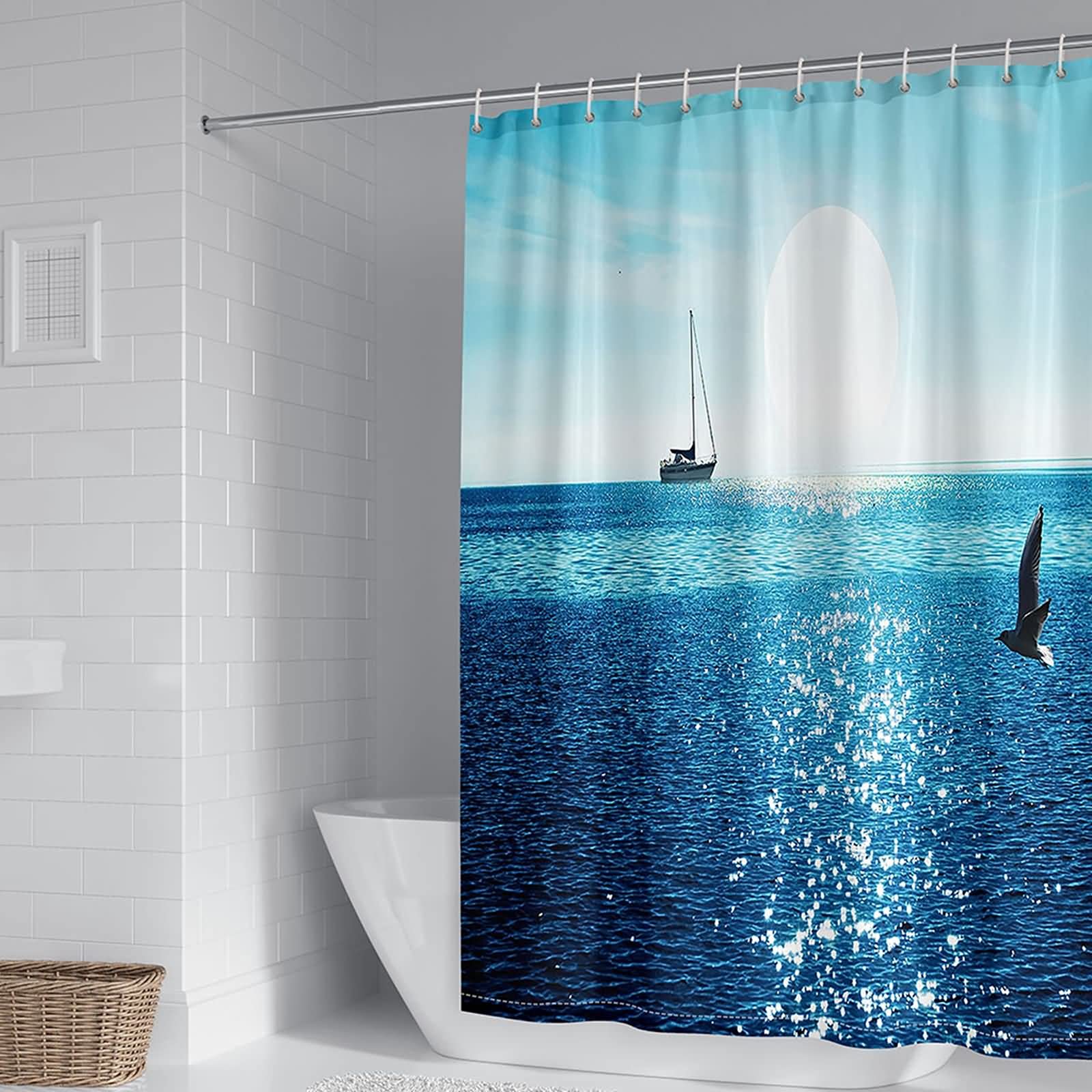 Rideau de Douche Anti Moisissure 150x180cm Polyester KnSam