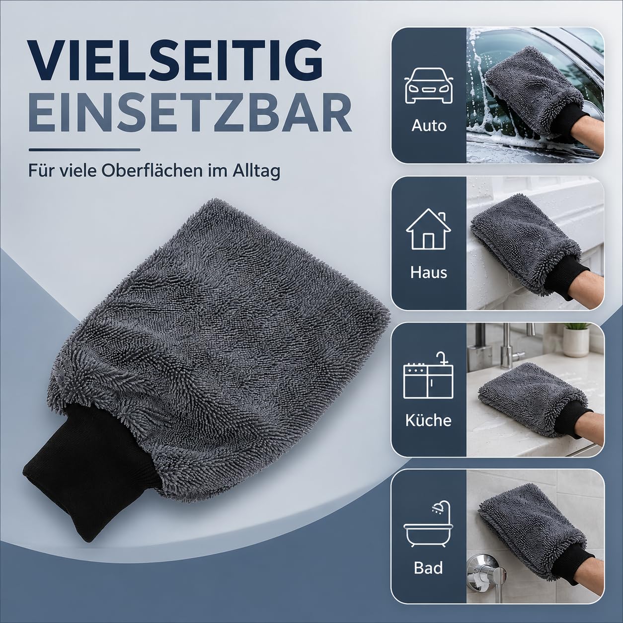 AONEGOLD Schrubbi Reinigungshandschuhe Mikrofaser, Waschhandschuhe für Auto, Haushalt, Küche & Bad, weiche Reinigungshandschuhe mit hoher Wasseraufnahme, geeignet für Lack, Glas und Fliesen (3 Stück)