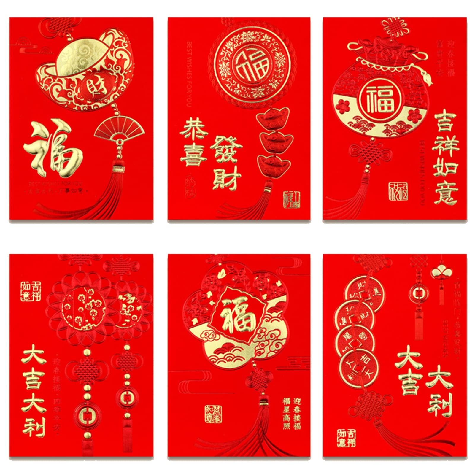 Rotyroya30Pcs Chinese New Year Red Envelopes 2023, Red Pocket, Red Envelopes with Blessing Words 2023 New Year Rabbit Zodiac Lucky Money Pockets for Household K