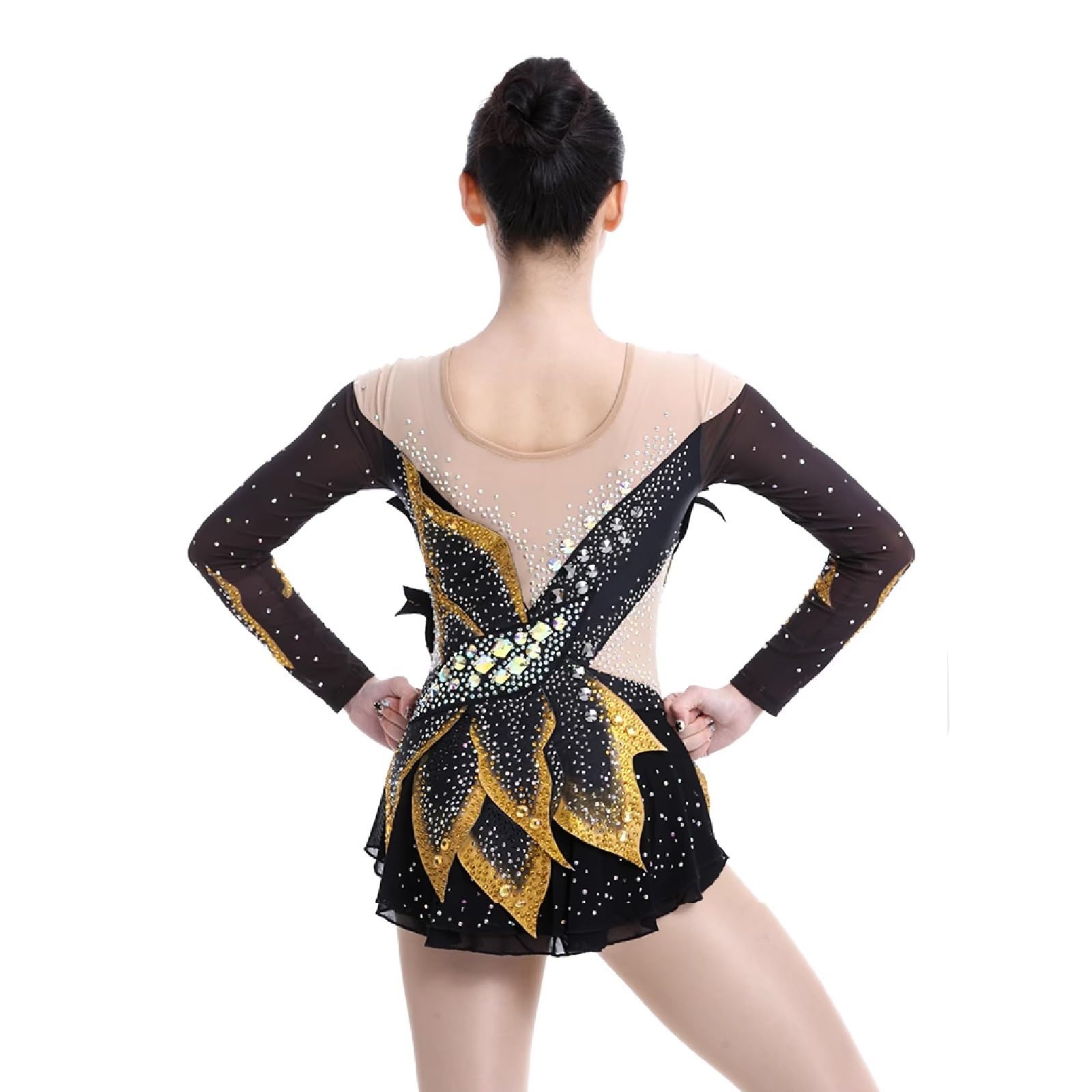 Maillot De Gimnasia Rítmica De Manga Larga for Niña Con Rombos, Ropa De Gimnasia De Alto Rendimiento Y Alta Elasticidad for Mujer