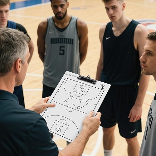 Miniatura 2 de Portapapeles de entrenadores de baloncesto, portapapeles blancos de doble cara de borrado en seco, pizarra blanca de baloncesto para entrenadores