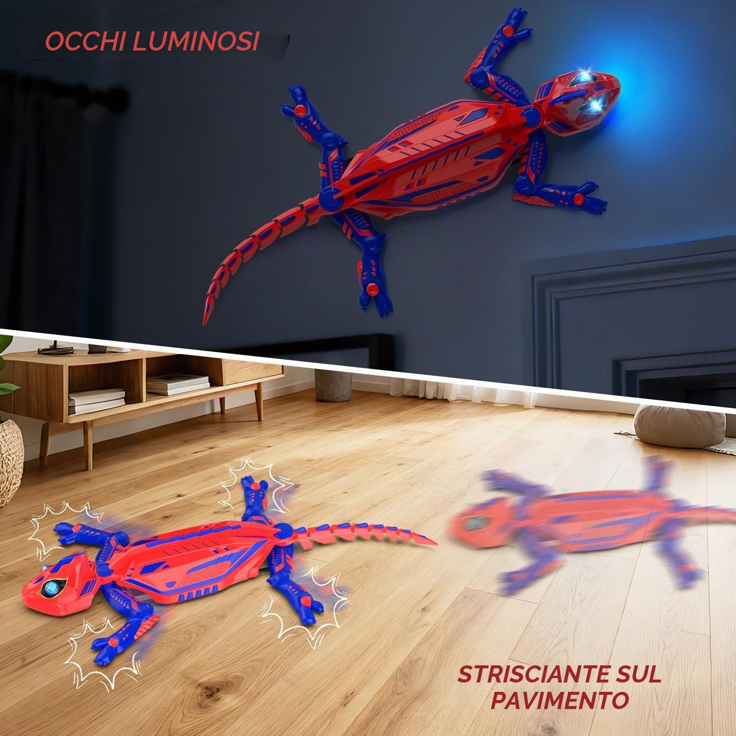 Mieryd Geco Telecomandato, Lucertola Telecomandata muro con occhi LED, Spider RC Robot Giocattolo Bambini, Interattivo Gioco lucertola si arrampica sui muri, Regalo Compleanno Giochi Bambino 3-8 Anni