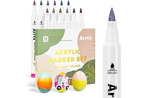 Arrtx 12 Colors Metallic Acrylic Paint Pens for Rock Painting