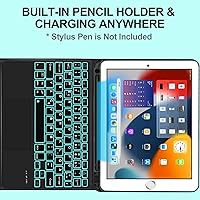 Vista 7 de Funda con teclado táctil para iPad de 9ª/8ª/7ª generación de 10.2 pulgadas, Pro 10.5, Air 3ª generación, funda inteligente con soporte para lápices