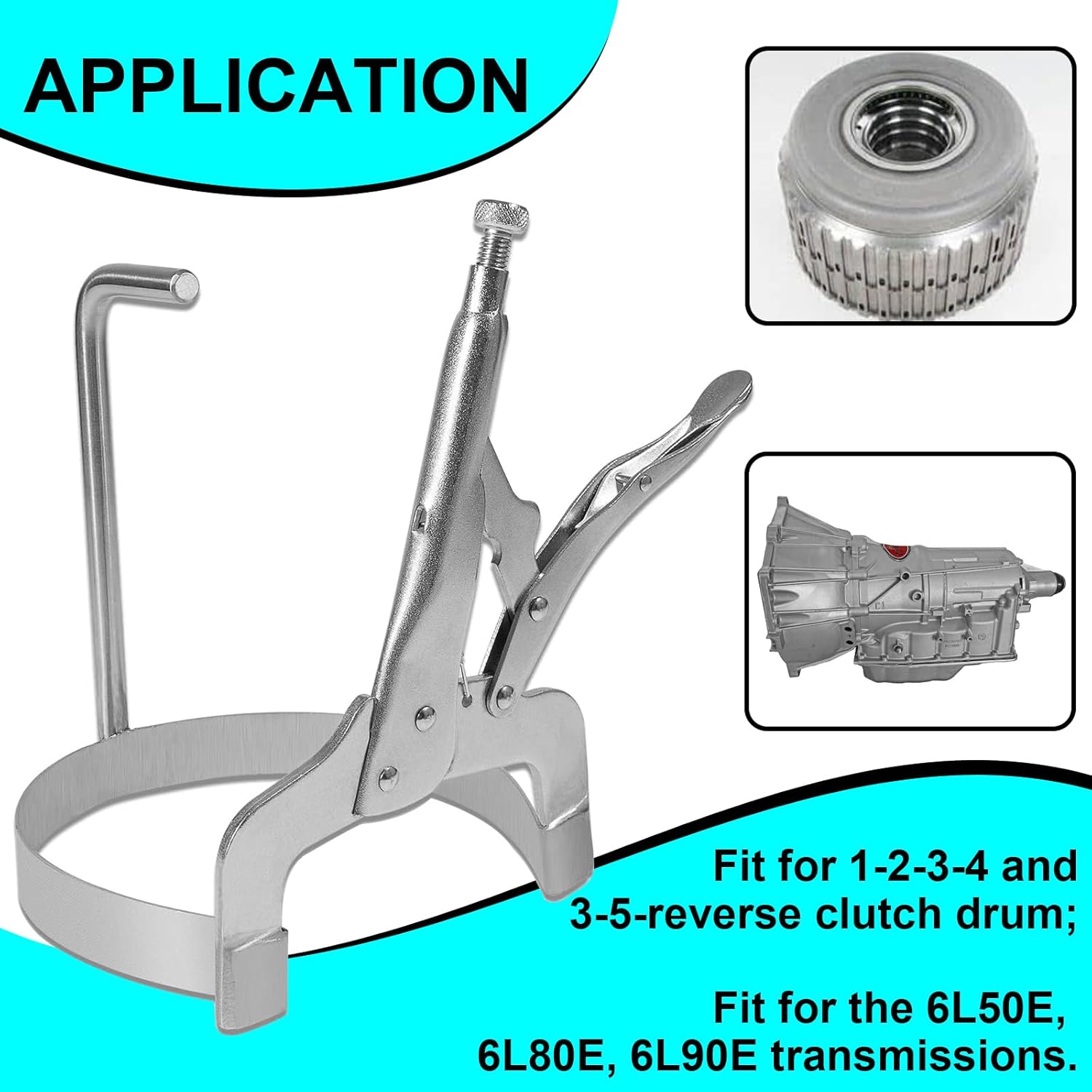 T-47781AC 1-2-3-4 & 3-5-Reverse Drum Removal and Installation Tool Heavy Duty Transmission Drum Clamp Suitable for 6L50E, 6L80E and 6L90E Transmissions