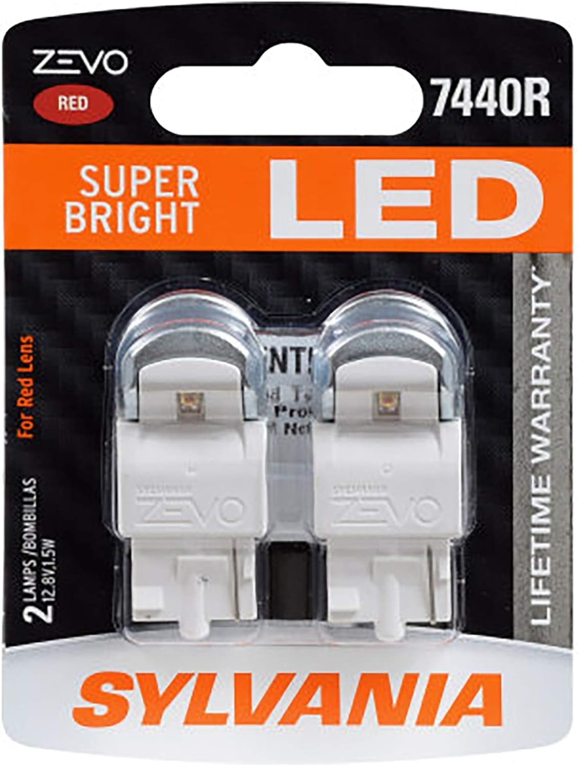 SYLVANIA - 7440 T20 ZEVO LED Red Bulb - Bright LED Bulb, Ideal for Stop and Tail Lights (Contains 2 Bulbs)
