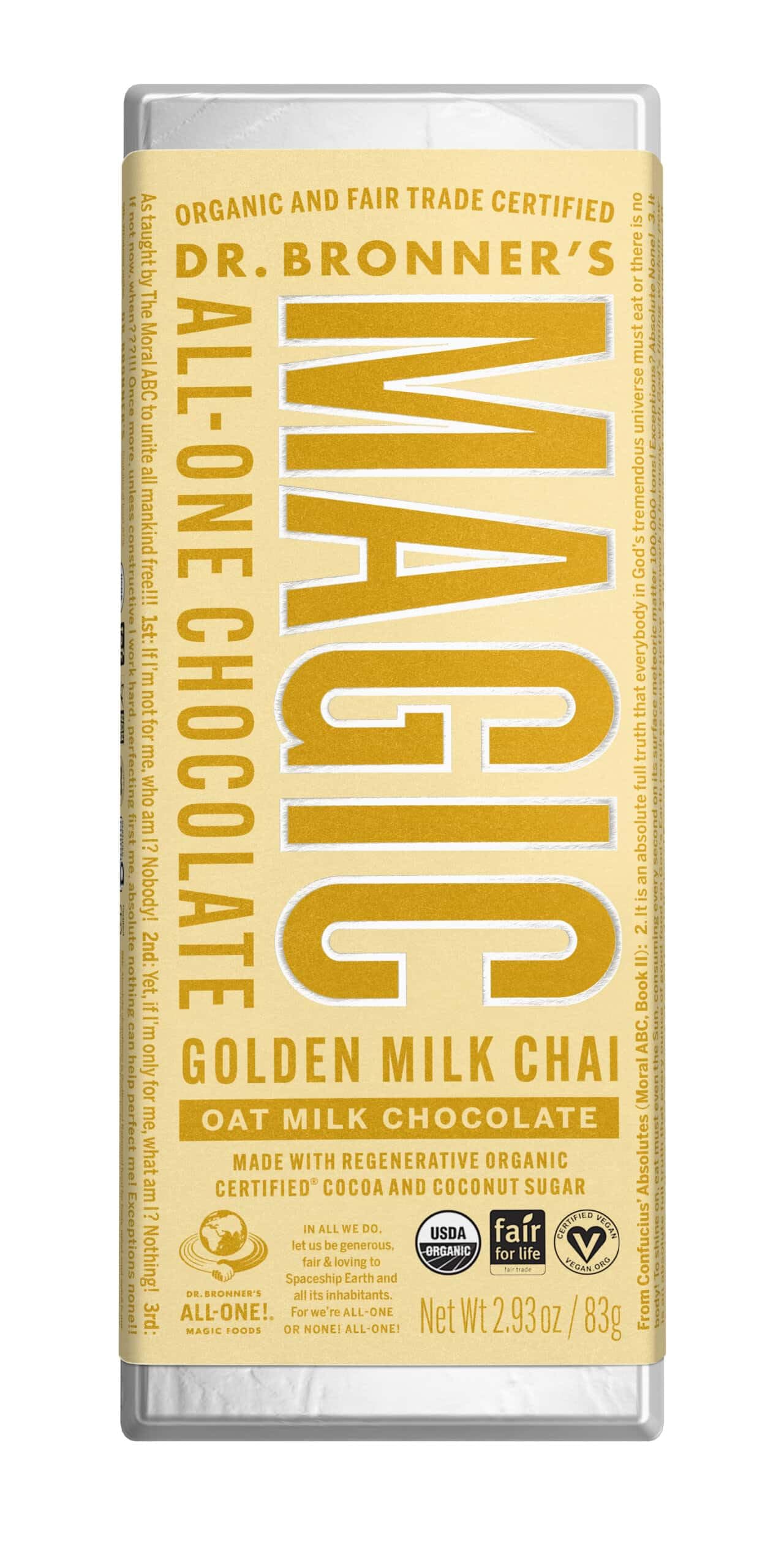 Dr. Bronner's Chocolate, Golden Milk Chai Chocolate Bar, 2.93 Ounce