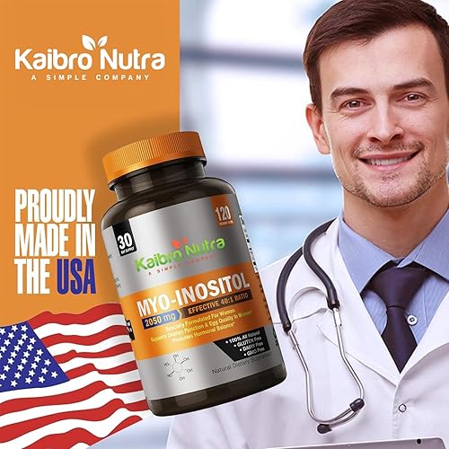 Miniatura 2 de Kaibro Nutra Suplemento de mio-inositol, mio-inositol y D-chiro inositol proporción 401, equilibrio hormonal y apoyo ovárico para mujeres con