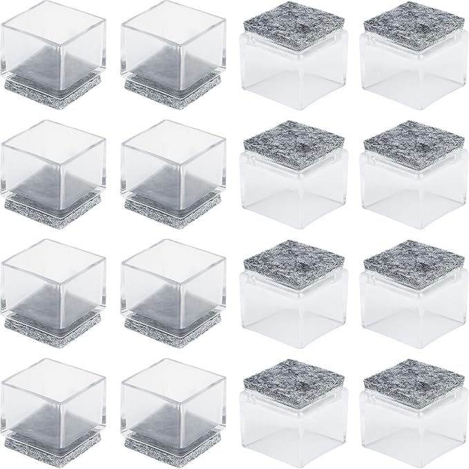 Anwenk 1''x1 Square Chair Leg Floor Protectors with Felt Pads 1inch 1