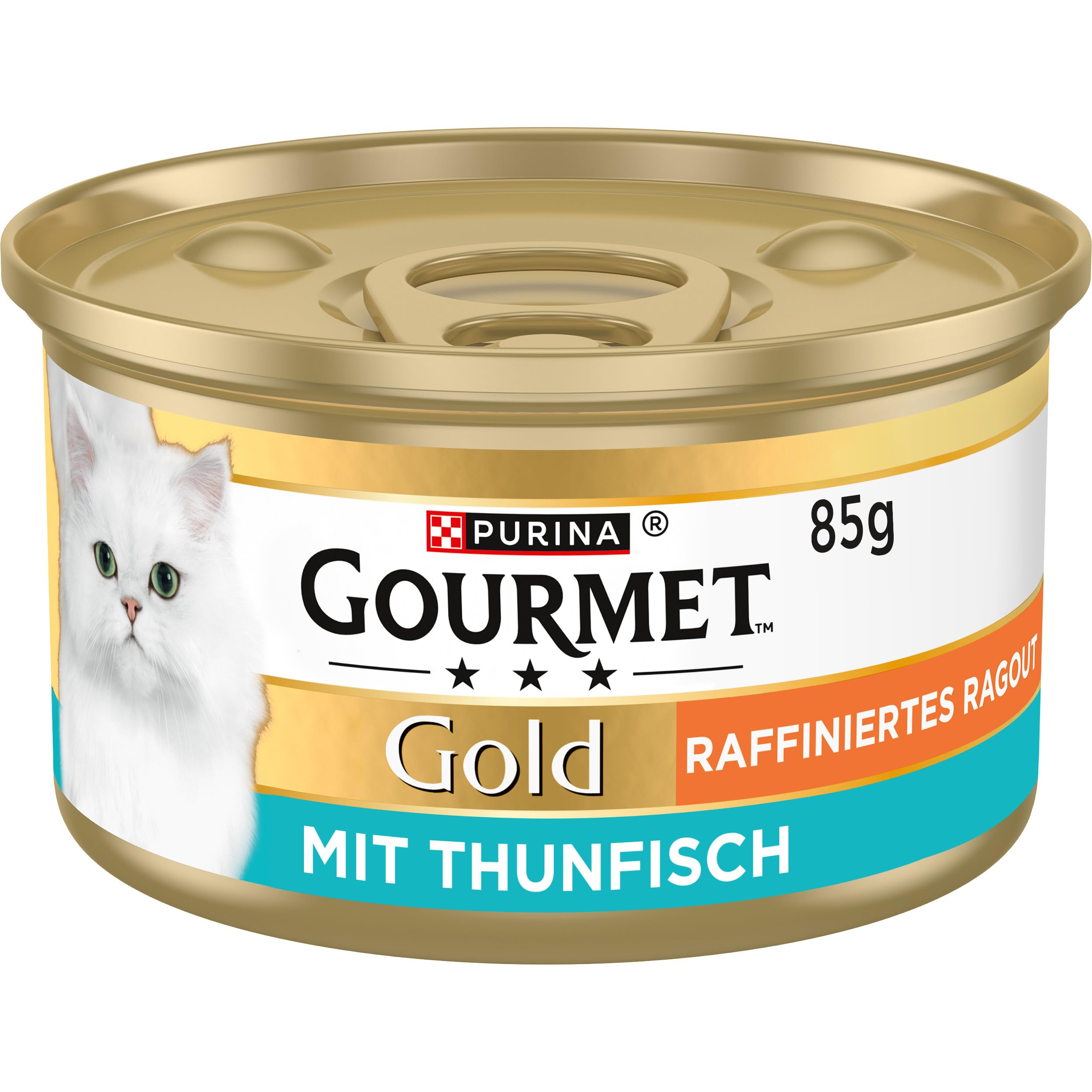 Gourmet Gold Raffiniertes Ragout Katzenfutter nass, mit Thunfisch, 12er Pack (12 x 85g)