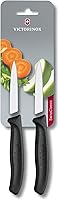 Victorinox Swiss Classic 2-Piece Paring Knife Set - Straight Edge Pointed Tip Black Handles Precision Cutting