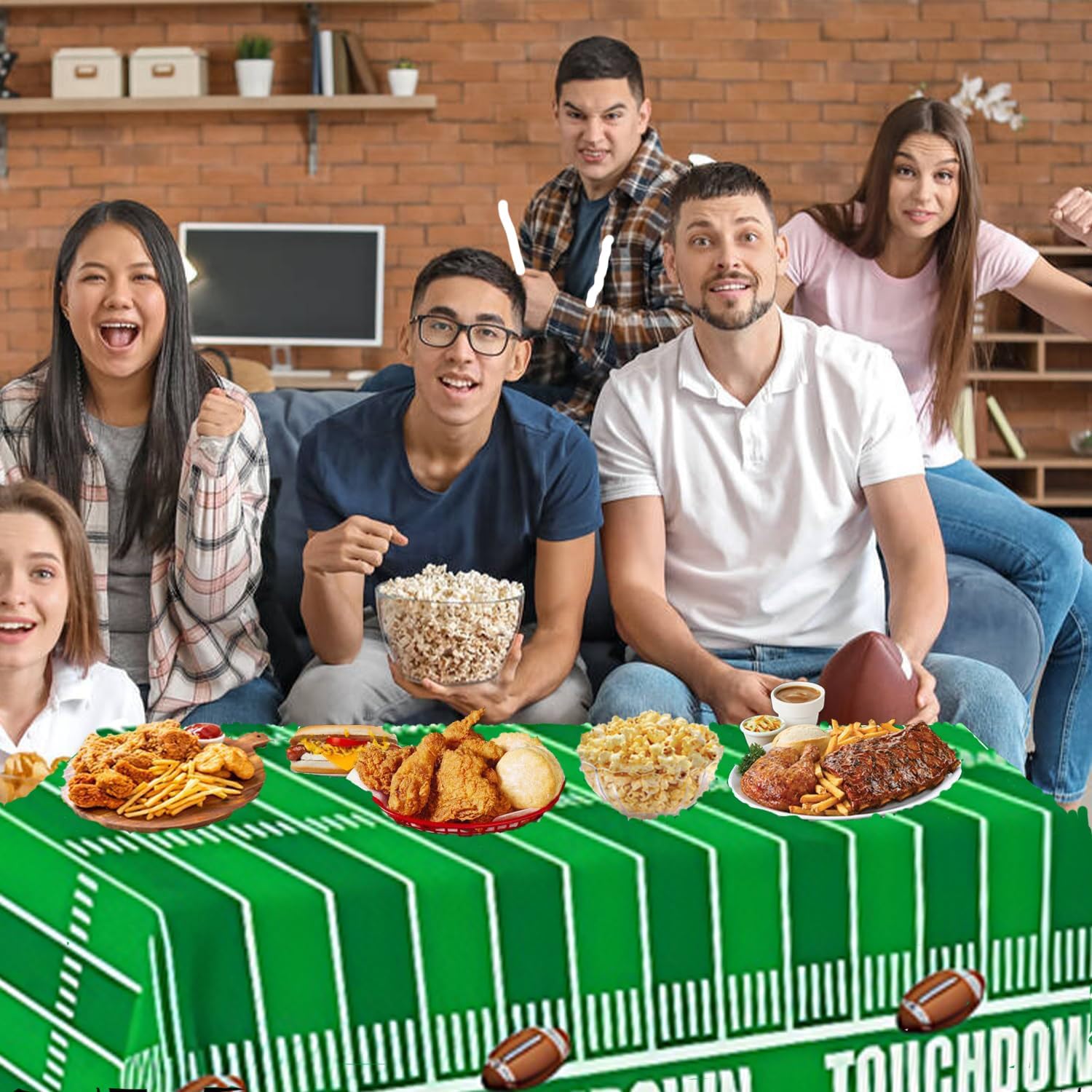 Football Party Supplies tableware Set serve 20 Guestes Football Game Party Plates Napkins Cups Banner and touchdown tablecloth for Football Birthday party Football Game Day Taigate Party decor - Image 3