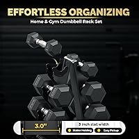 Vista 4 de Juego de mancuernas hexagonales con estante (5-230 libras), pesas libres de hierro fundido con revestimiento de goma para entrenamientos totales