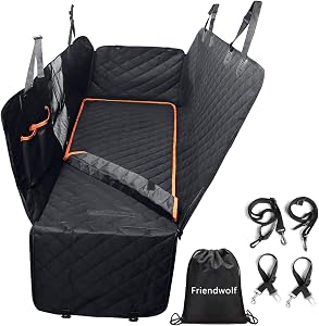 Dog Car Seat Cover - Waterproof Zipper Large Back Dog Hammock with Mesh Viewing Window - Anti-Scratch Nonslip 600D Heavy Duty Pet Car Back Seat Covers and Extra Cover for Cars Trucks and SUV