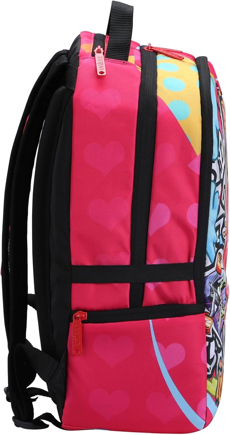 UNIKER Graffiti Backpack for Women,Casual Daypack Rose,Designer Laptop Backpack for 15.6 Inch,College Backpack Skateboarder Street Style Pack