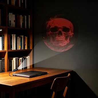 Halloween Plug and Play HD Star Projector, USB Rotating Projection Light with 6 Halloween Projection Slides, Adjustable Gooseneck Projector Lamp for Party, Bedroom (Black#6Pcs)