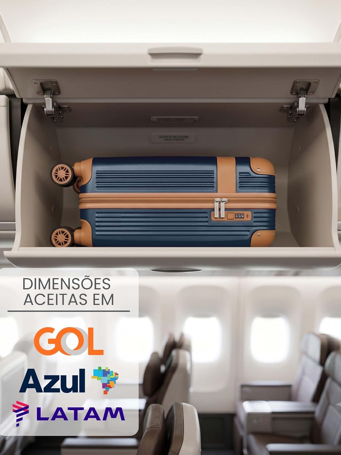 Santino Mala de Bordo Rígida - Textura Canelada Distinta, Rodas Duplas Silenciosas 360°, Cadeado com Combinação Numérica | Leveza e Segurança Aprimoradas para Viagens(Azul Marinho, Pequeno) Santino Mala de Bordo Rígida - Textura Canelada Distinta, Rodas Duplas Silenciosas 360°, Cadeado com Combinação Numérica | Leveza e Segurança Aprimoradas para Viagens(Azul Marinho, Pequeno)