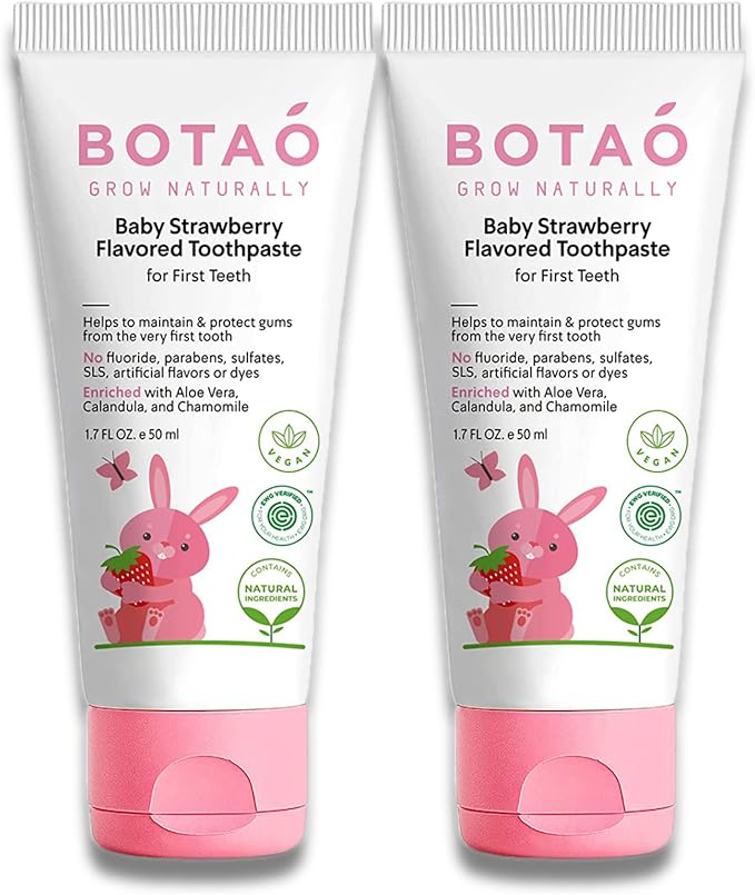 BOTAO Fluoride Free Baby Toothpaste Natural Toddler Toothpaste Strawberry
