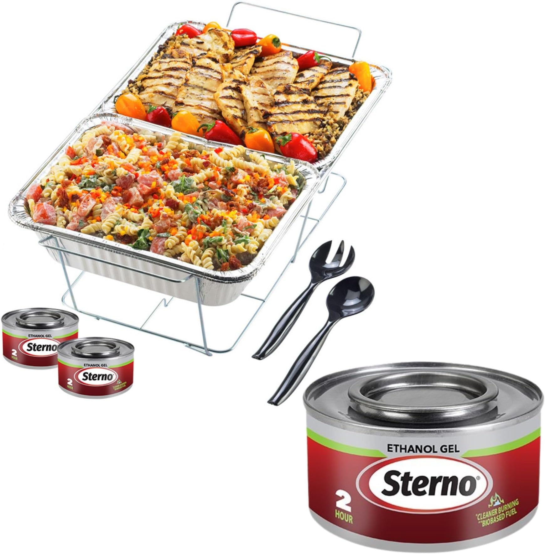 Sterno Buffet Kit Disposable Chafing Dish Buffet Set - Chafing Dishes for Buffet & Catering Food Warmers - Catering Supplies & Food Warming Trays for Buffet Party - 8-Piece Chafing Dish Set