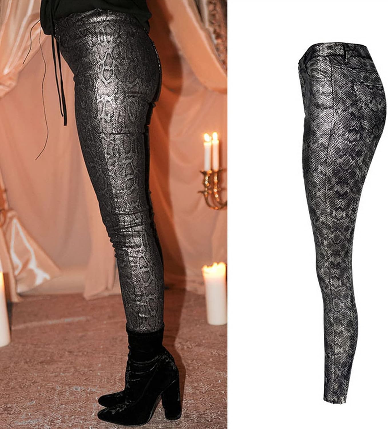 Faringoto Women's Pu Faux Leather Pants Slim Leggings Variety of Styles with Pockets - Image 5