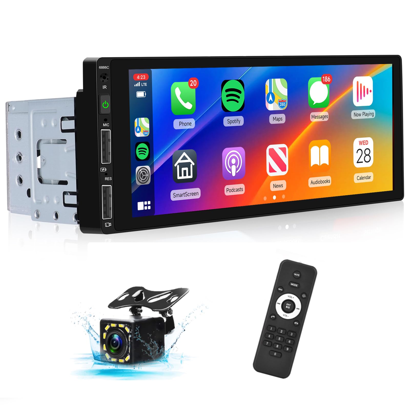 Hodozzy 1 Din Autoradio CarPlay Et Android Auto, 7 Pouces MP5